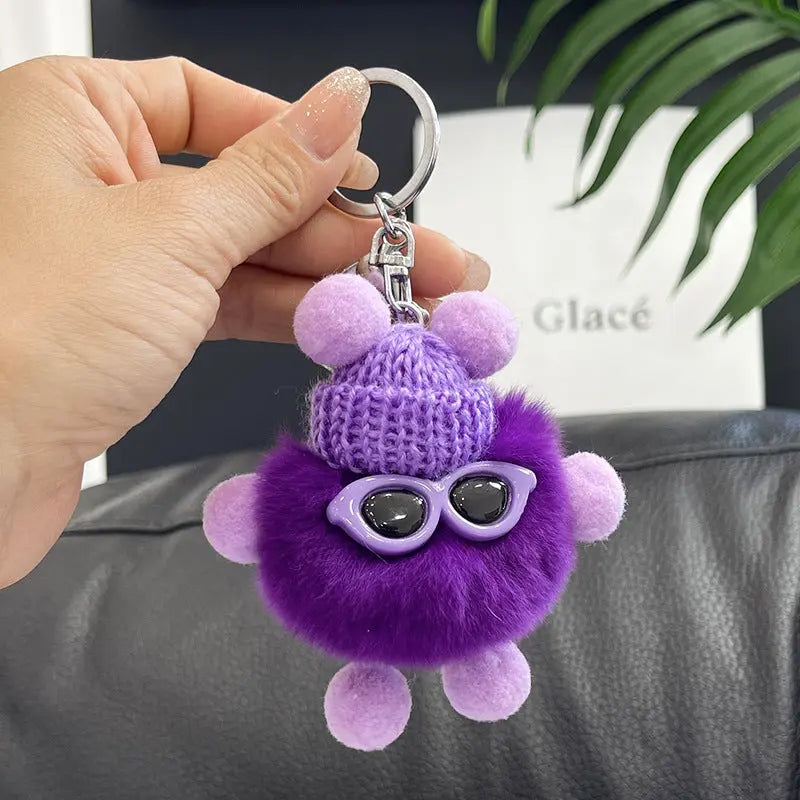 Rex Rabbit Fur Small Coal Ball Keychain Small Pendant Big Eyed Cartoon Plush Backpack Pendant High-end Small Gift http://detail.1688.com/offer/969101839202.html