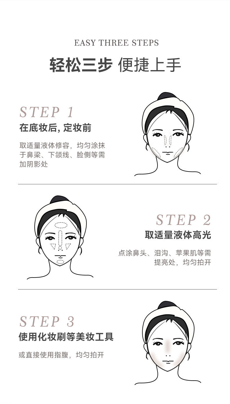 NOVO Highlight Contour Liquid for Face Brightening, Concealing Dark Circles, Contouring Nose Shadow, Matte Finish6426