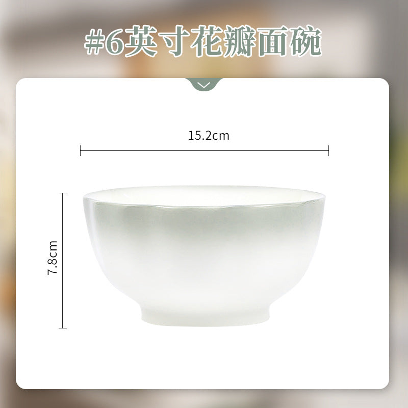 Nordic Style Gradient Color Bowl and Plate Set for Home Use, Thickened Lace Ceramic Tableware, Bowl and Plate Combination, Underglaze Color Bowl Set