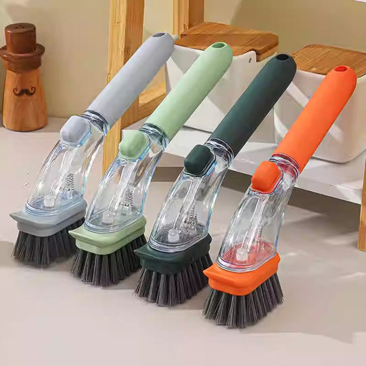 Household Kitchen Pot Scrubber Magic Tool Splash-Proof Pot Brush Multi-Functional Dormitory Kitchen Brush Press Cleaner Integrated Brush