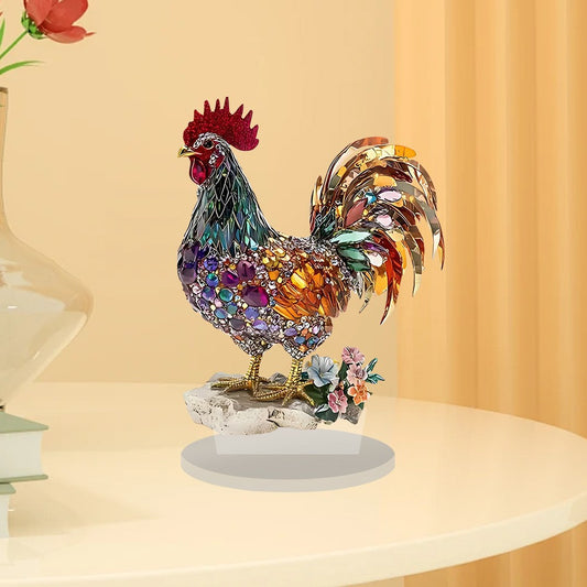 Cross-border Creative Colorful Lucky Rooster Animal Ornament2D Flat Acrylic Home Office Desktop Decoration Ornaments