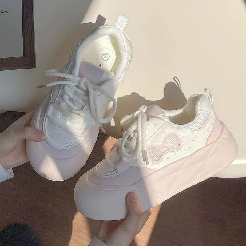 Women's Thick-Soled Height-Increasing White Sneakers2025New Autumn Milk fufu Shoes Casual Sports Sneakers Big Toe Loafers