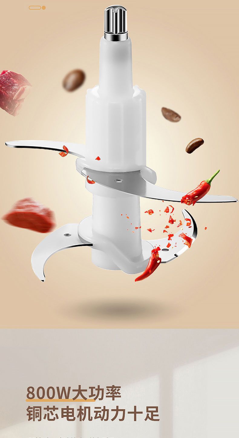 Meat Grinder Household Mixer Meat Mincer Stainless Steel Multifunctional Electric Food Processor Garlic Mincer Vegetable Chopper Cross-Border