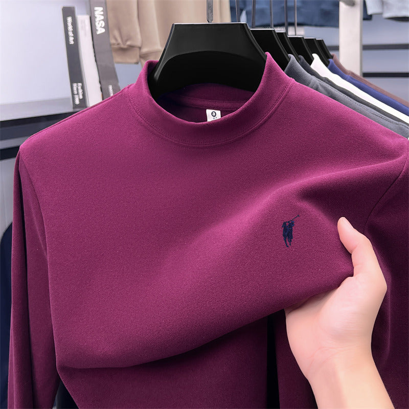 Cross-border foreign trade high-end pony embroidery men's long sleeve t Half Turtleneck Thermal Base Layer Shirt for Men Inner Wear