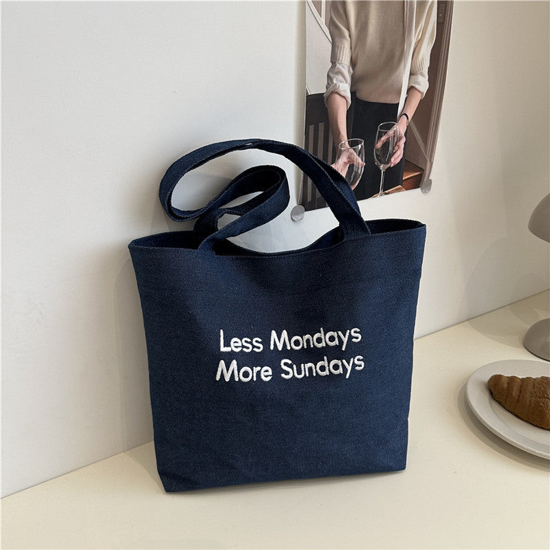 Vintage American Style Canvas Bag ins Large Capacity Student Commuter Artistic Single Shoulder Bag for Class Tote Bag for Women