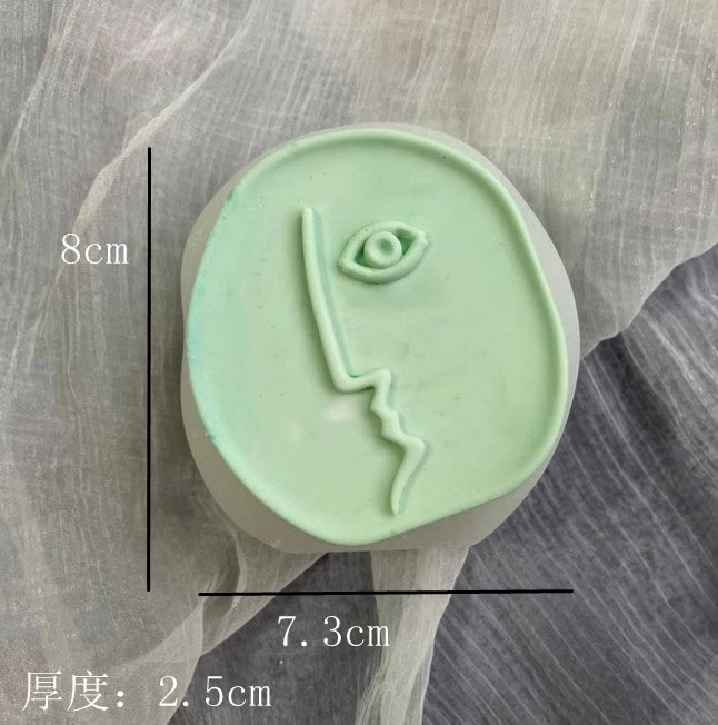 Artistic Abstract Human Face Scented Candle Silicone Mold DIY Moon Sun Face Portrait Plaster Handmade Soap Candle Mold