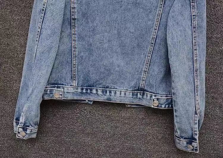 Amazon Cross-Border Southeast Asia Heavy Fashion Beaded Short Denim Jacket for Women Pearl Plus Size Jacket ns Top