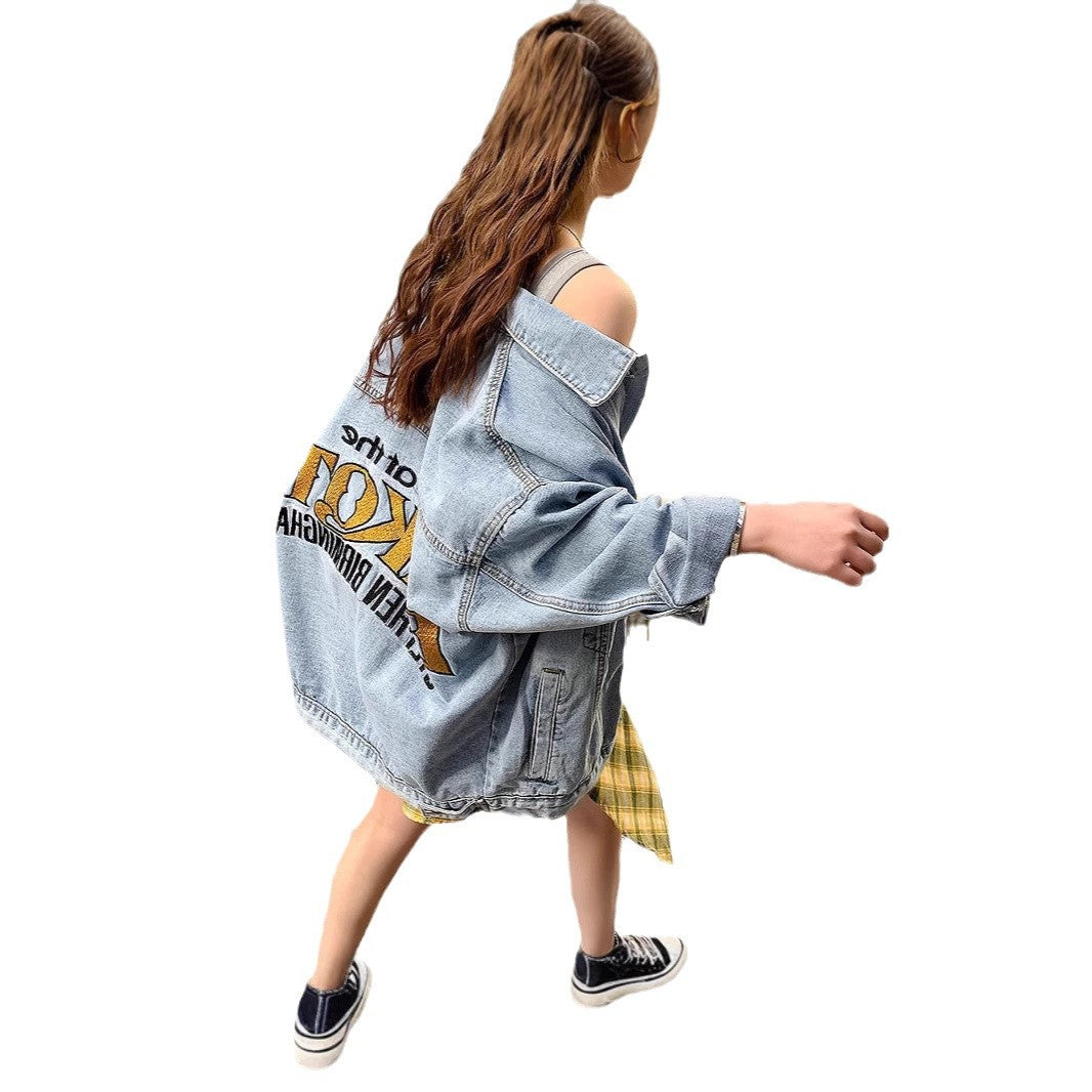 Amazon New Loose Denim Jacket for Women bf Embroidered Plus Size Cardigan Jacket Trendy Denim Jacket