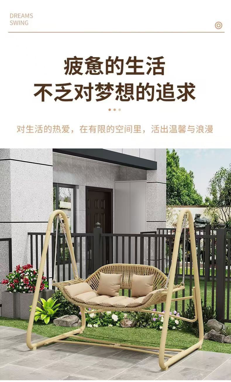 Outdoor Swing Courtyard Cradle Hanging Chair Villa Garden Balcony Terrace Leisure Lazy Internet Celebrity Double Swing Chair