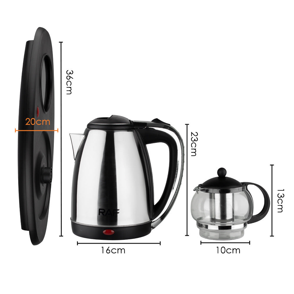 European Standard Cross-Border Tea Set Electric Kettle Stainless Steel Insulated Electric Kettle Tea Set Tray