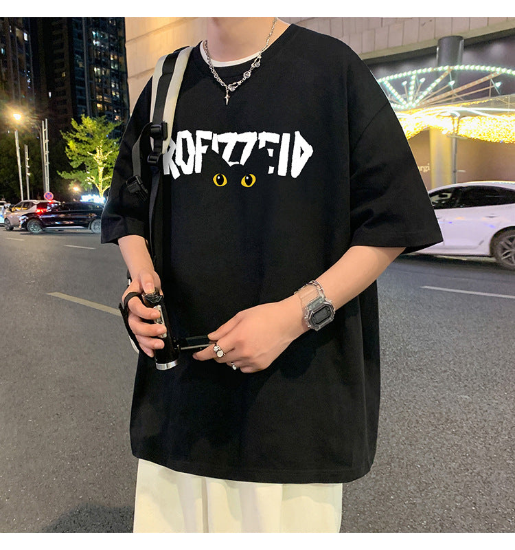 Short Sleeve T Men's Summer New Heavyweight Pure Cotton Crew Neck T-Shirt Large Size Loose Fit Men's Short Sleeve ins Fashion brand top
