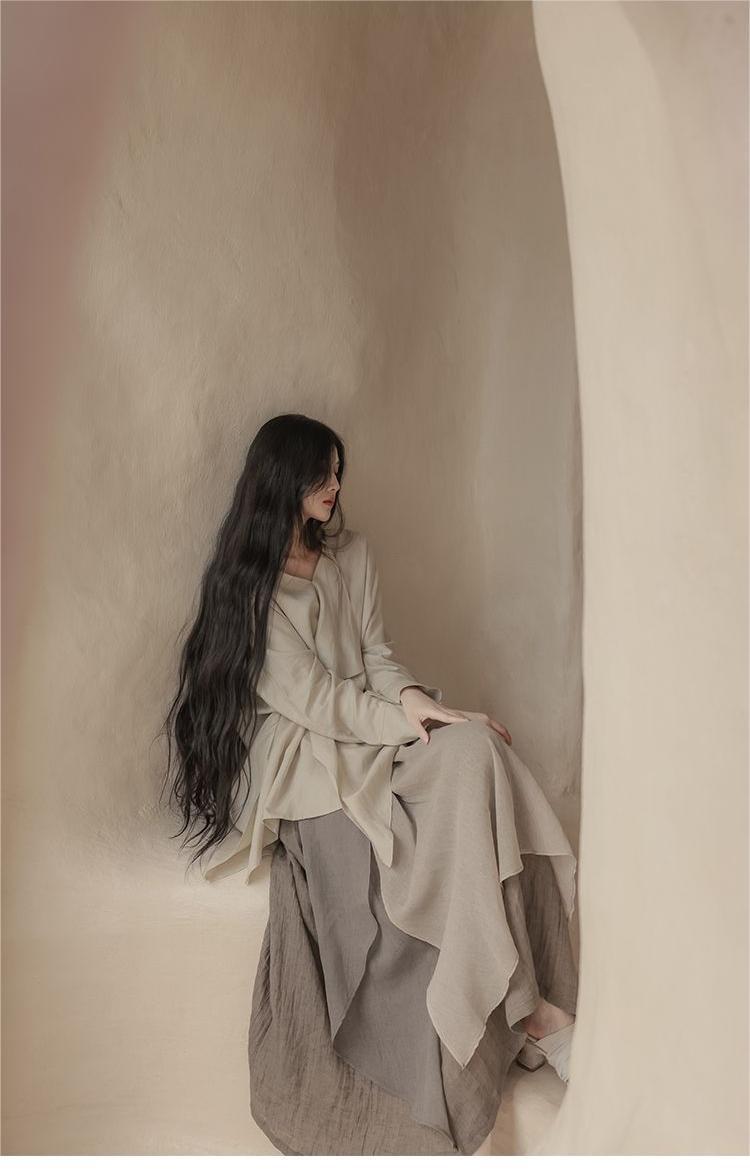 chic Minimalist Wave Long Irregular Patchwork Solid Color Midi Skirt Low Suit Quiet Style Salted Niche
