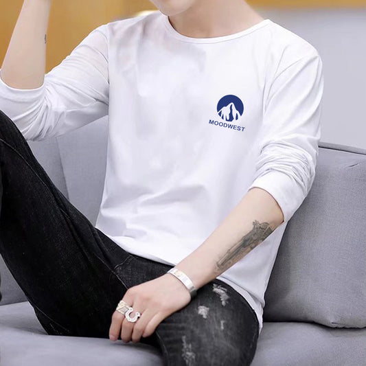 Manufacturer Wholesale Men's Long Sleeve Printed Versatile Trendy New Spring and Autumn Casual Fashion Round Neck Long Sleeve T-Shirt