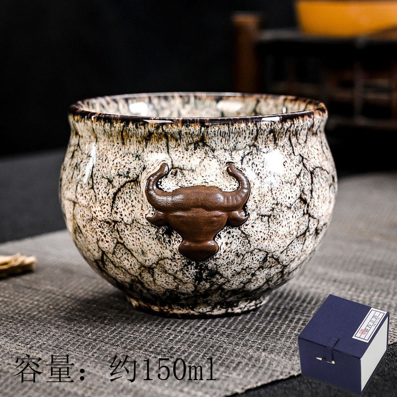 Kiln Change Five Elements Cup Kung Fu Tea Cup Large Capacity Exclusive Master Cup Tasting Cup Tea Bowl High-end Commemorative Tea Cup Gift Box