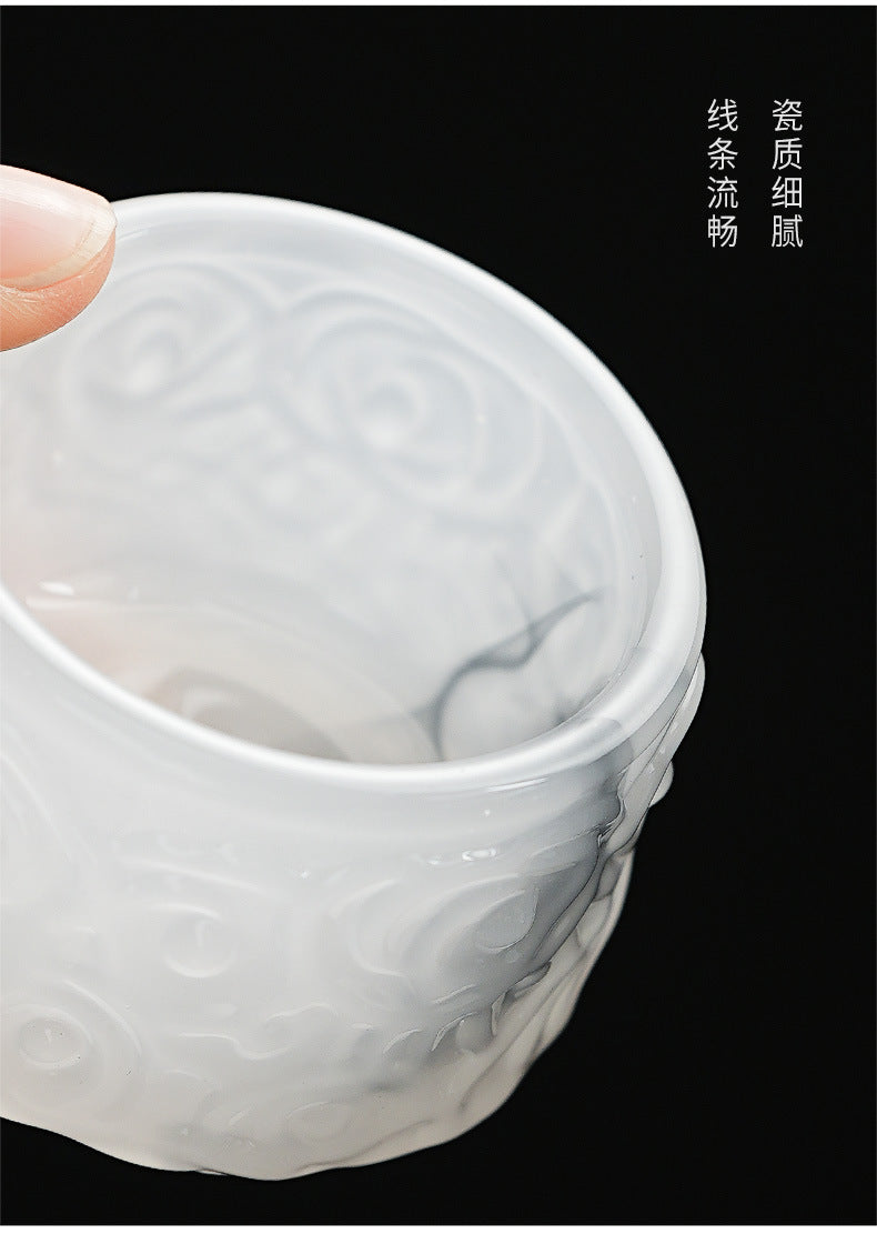 2024New High-End Glazed Cloud Pattern Tea Cup Set Single Master Cup Kung Fu Tea Cup Business Gift for Gifting