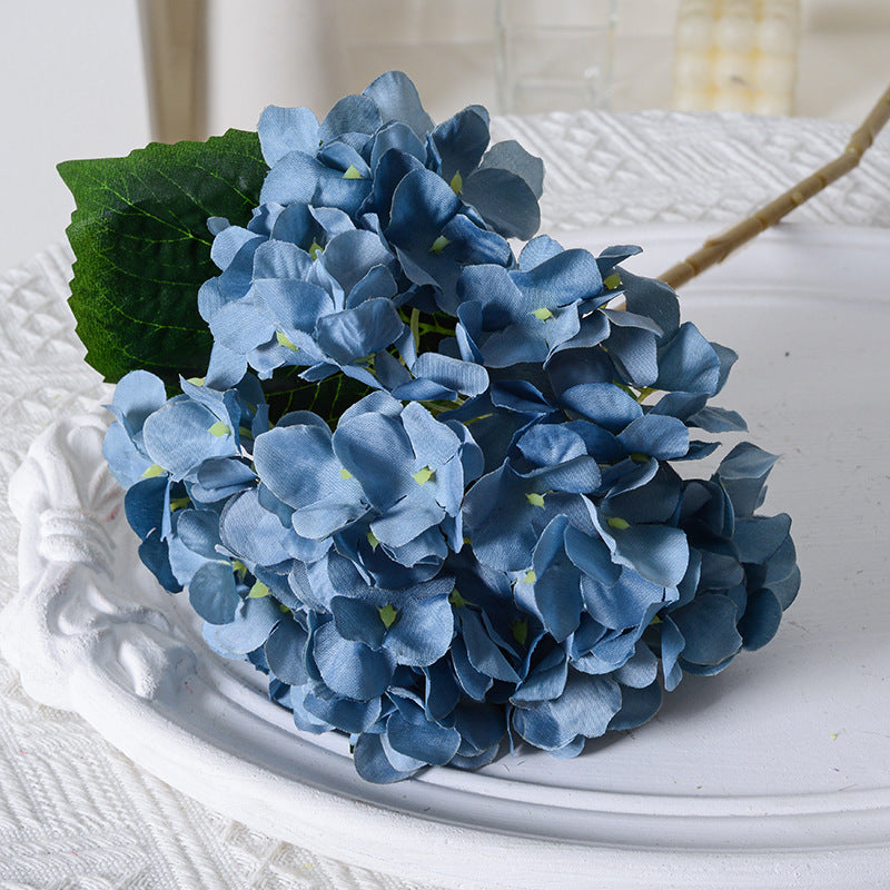 Artificial Hydrangea with Leaves for Wedding Decoration, Artificial Silk Flowers, Archway Flowers, Home Decor Fake Flowers, Single Artificial Flowers