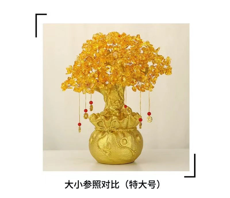 Yellow Crystal Money Tree Fortune Tree Ornament Crystal Ornament Wealth Tree Crystal Tree Home Living Room Opening Gift