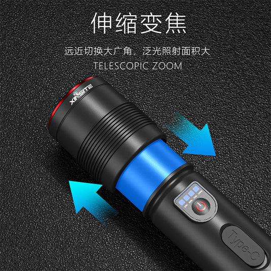 Cross-border Hot-Selling White Laser High-Intensity Side Light COB Zoom Long-Range Multi-Function Flashlight