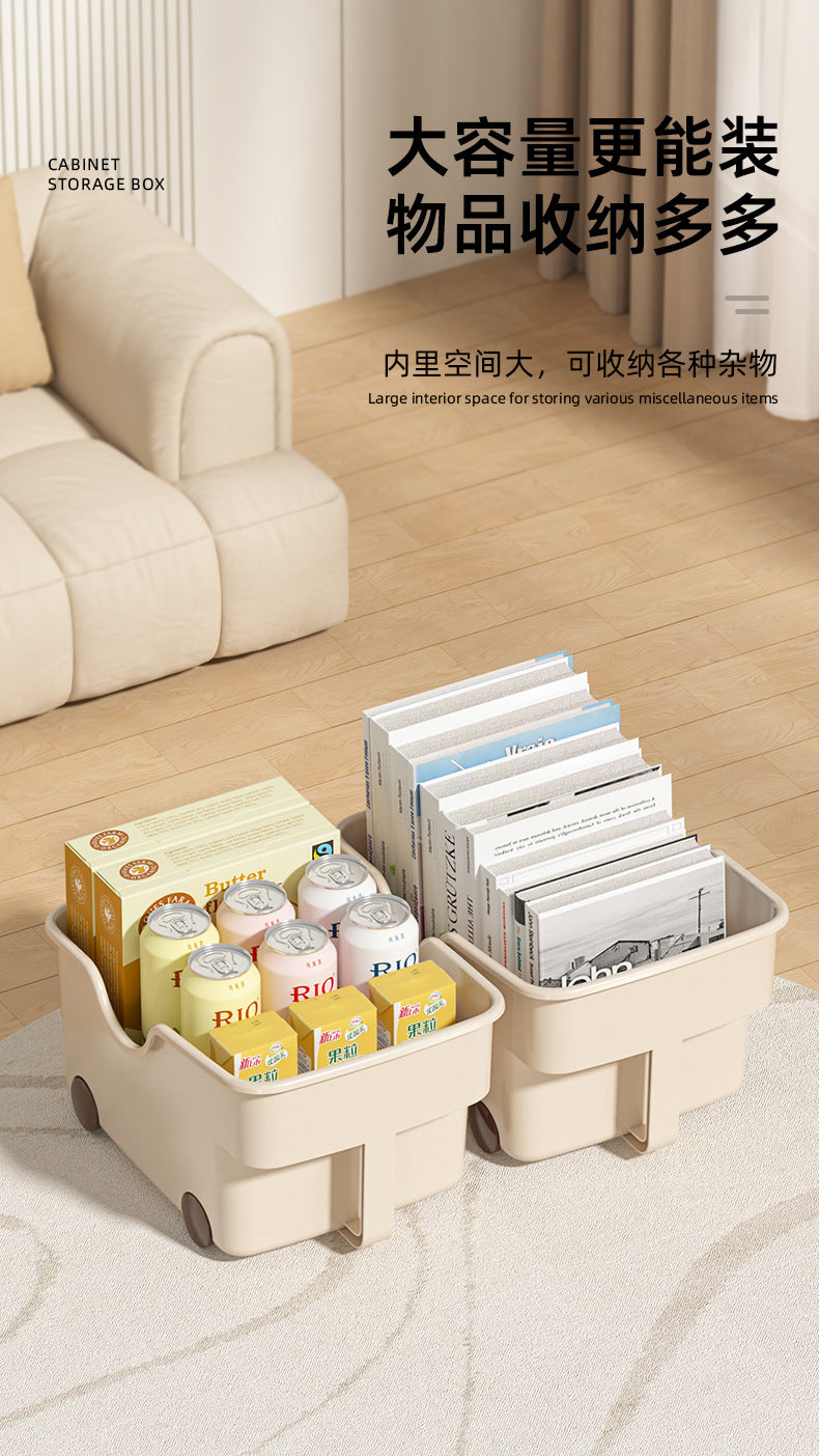 25New Year Storage Box PP Kitchen Cabinet with Handle and Wheels, Toy Spice Cabinet, Storage Box