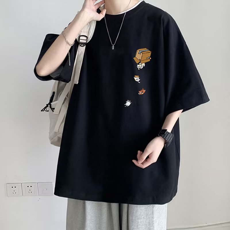 Summer New Short Sleeve Loose t T-shirt Men Fashion Brands Casual Half Sleeve Trendy T-shirt Bottoming Shirt Half Sleeve Shirt