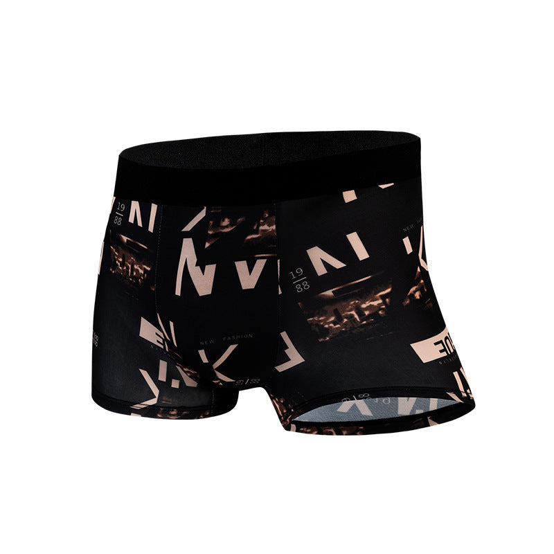 Cross-Border Men's Underwear Ice Silk Sports Breathable Plus Size Summer Thin Trendy Mid-Waist Boxer Shorts http://detail.1688.com/offer/882092809043.html