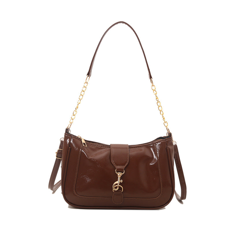 French Design Glossy Women2025Summer New Trendy Fashionable Elegant Single Shoulder Underarm Handbag for Women