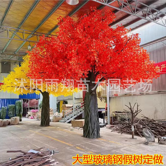 Artificial Red Maple Tree Maple Leaf Tree Indoor and Outdoor Decoration Maple Leaf Fake Tree Square Exhibition Hall Park Hotel Scene Layout Tree