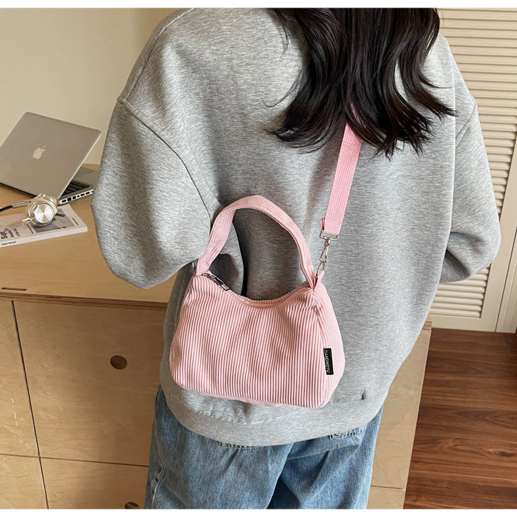 2024New Casual Large Capacity Women's Shoulder Bag Trendy Corduroy Versatile Crossbody Bag Trendy Bag Cross-Border Hot Item