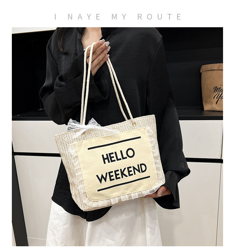 2025Large Capacity Elegant Korean Style Bag for Women Linen Canvas Bag Fashionable Eco-friendly Shopping Bag Single Shoulder Casual Handbag