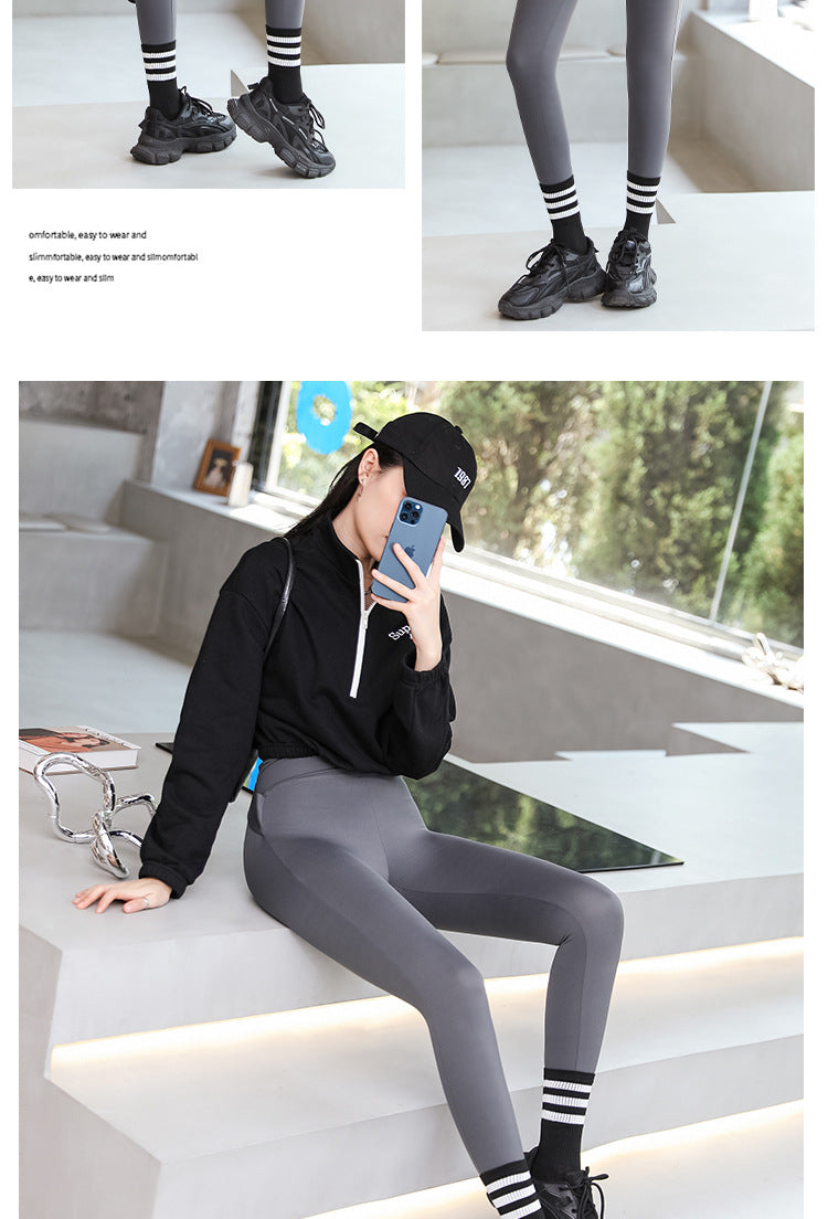 Brown Shark Pants for Women, Suitable for Spring, Autumn, and Summer, Thin Tight-Fitting Slimming Leggings, Tummy Control, Hip Lift, Yoga Barbie Pants