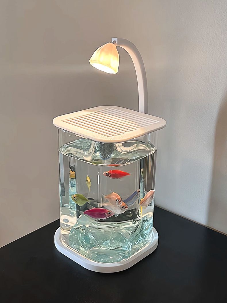 Fish Tank Betta Ultra-clear Small Lazy Glass Tank Living Room Creative Desktop Ornament Sensory Viewing Light