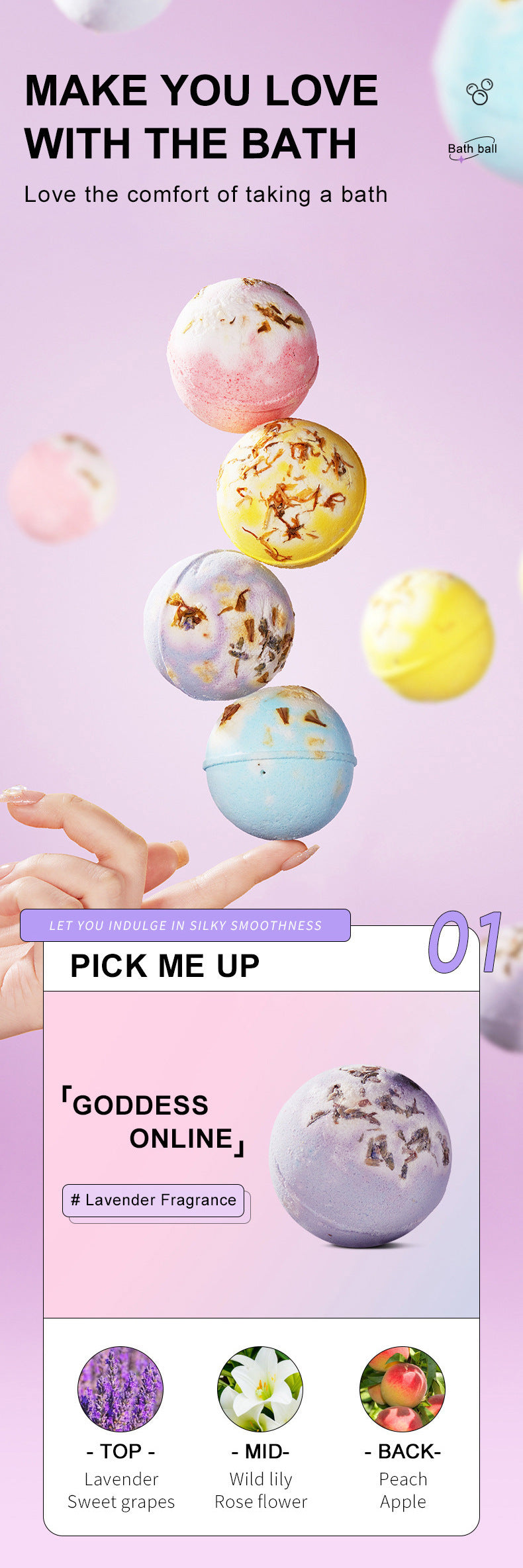 ZHENXIU Dried Flower Explosive Bath Salt Ball Gentle Moisturizing Exfoliating Long-lasting Fragrance Bath Ball Cross-border Trade