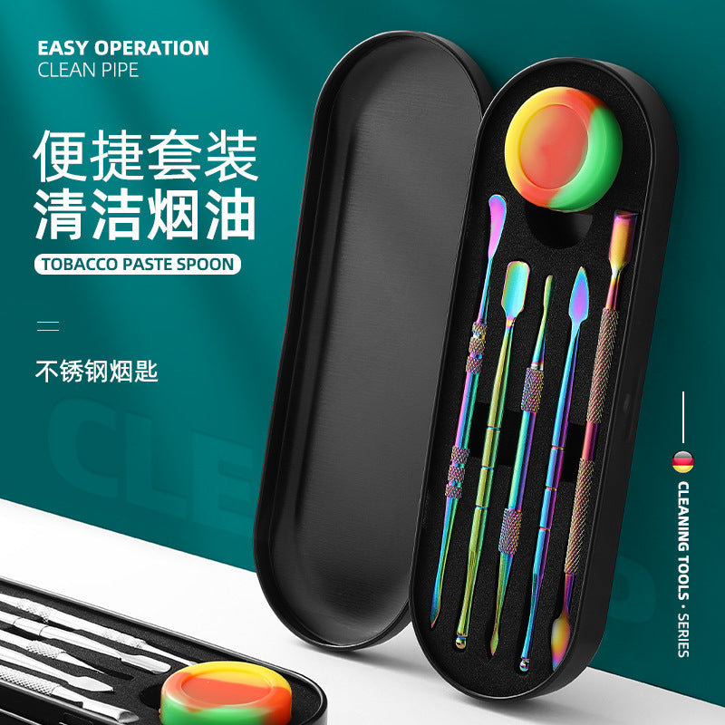 Manufacturer Wholesale Stainless Steel Tobacco Spoon Set Cleaning Pipe Tools Carving Tools Tobacco Spoon Tools Cross-Border In Stock