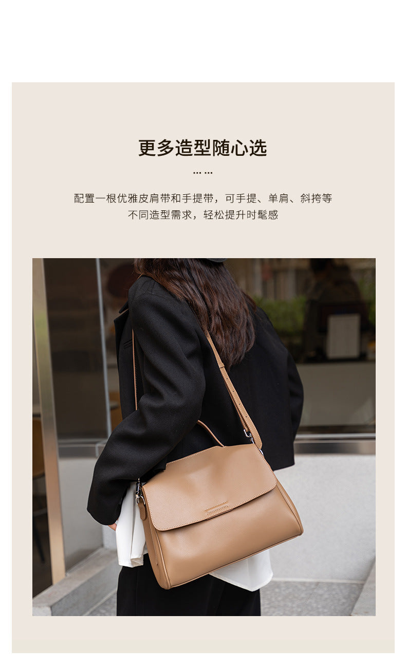 Cross-border Tote Bag for Women2024Summer new soft leather large capacity niche high-end genuine leather single shoulder crossbody bag