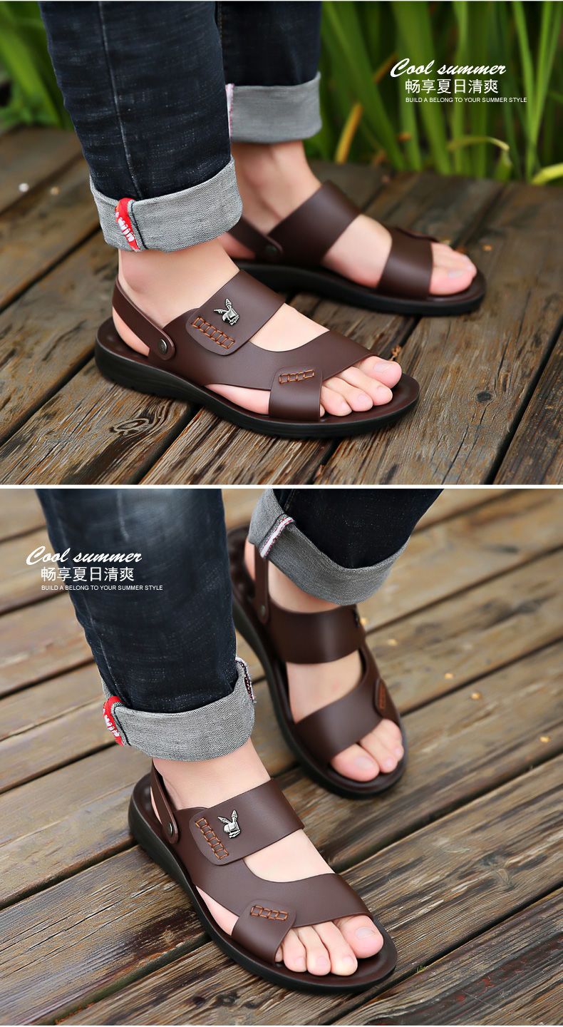 Men's Sandals Summer Soft Leather Soft Sole Anti-Slip Beach Shoes2023New large size casual dual-use outdoor sandals