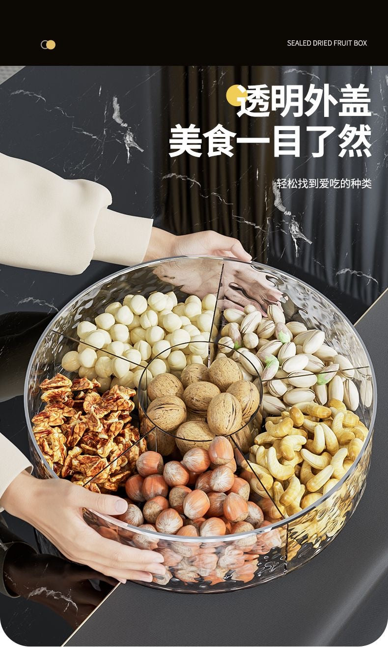 Dried Fruit Plate New Model for Living Room Coffee Table Home Use Light Luxury High-end Exquisite Compartmented Nut Candy Box Snack Display Tray