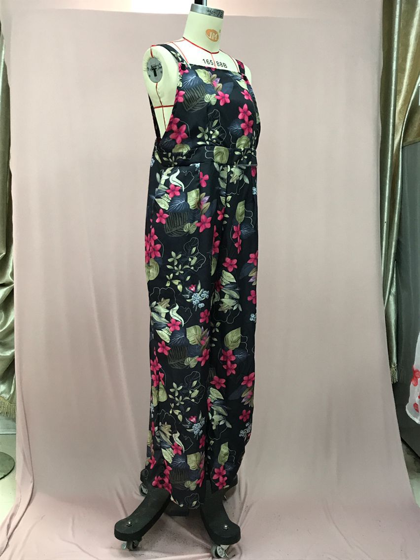 Independent Station European and American2025New Amazon Four-Color Polka Dot Wide-Leg Pants Long Pants Digital Print Backless Jumpsuit