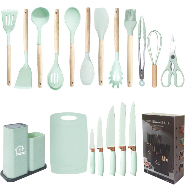 Silicone Spatula Soup Spoon19Set of Non-Stick Pans Silicone Spatula Household Food-Grade Silicone Kitchen Utensils Knife Set Wholesale