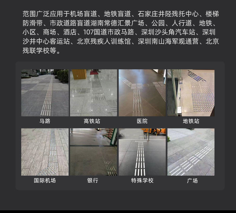 Diamond Sand Anti-Slip Strip304Stainless Steel Blind Walk Strip Guide Stud316Braille Guide Posts for Blind People