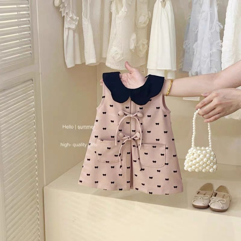 Little Salted Lemon baby Summer New Dress2025Girls' Embroidered Flower Bud Dress Stylish Baby Girl Tank Dress Trendy