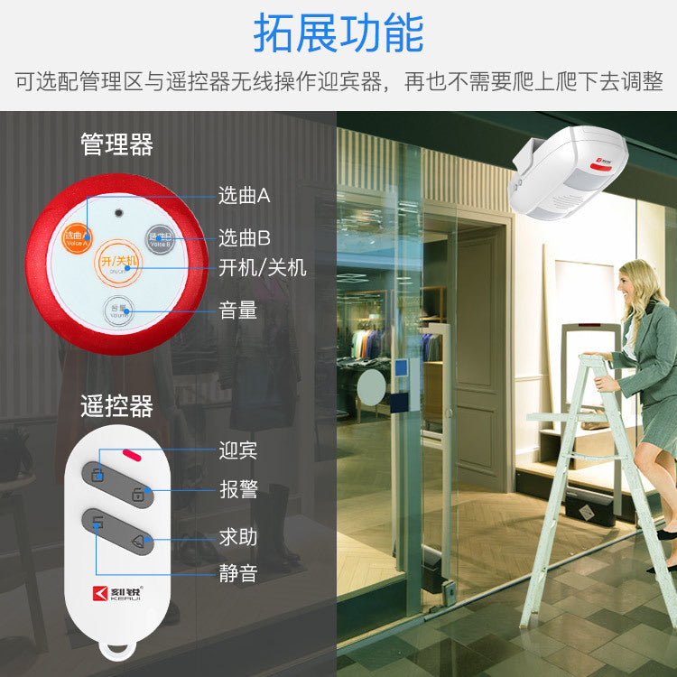 Welcome Dual-Way Greeting Device Entrance Exit Announcement Recordable Store Commercial Infrared Detection Greeting Device