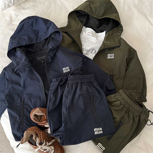 Sweet Little Chef Children's Set2025Autumn New Boys and Girls Hooded Letter Set Baby Workwear Two-Piece Set Trendy