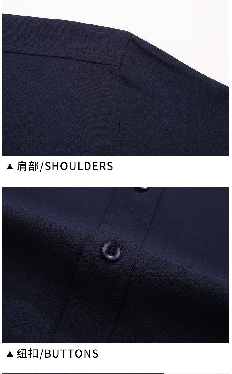 Plus Size Men's Clothing Fat Guy Summer Thin Short Sleeve Shirt Fat Brother Business Casual Loose Slightly Elastic Solid Color Professional Shirt