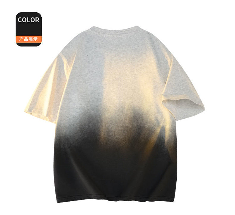 Modal Cotton Short Sleeve T Men's Summer New Gradient Color Loose Round Neck Shirt t Trendy Versatile Fashionable Shirt