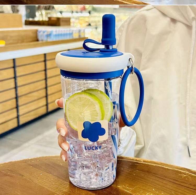 Water Cup for Girls, High Aesthetic Summer Cute Portable Ultra-light Self-contained New Style with Tea Infuser, Internet Celebrity Straw Space Cup
