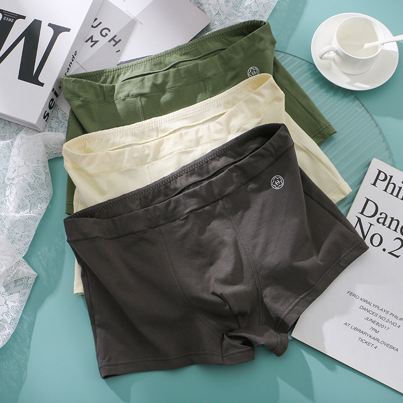 Huajie Long Solid Color Cotton Underwear Men's Underwear Slim Fit Boxer Briefs Simple Breathable Men's Comfortable Boxer Briefs Wholesale http://detail.1688.com/offer/783105309256.html