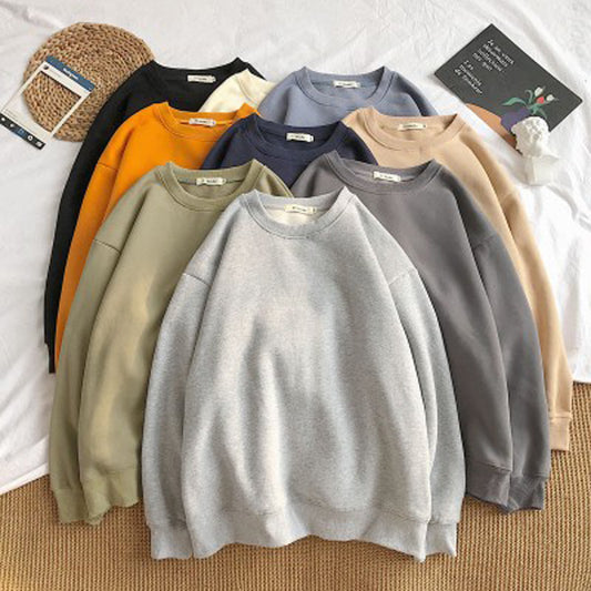 Base Layer Sweatshirt for Women, Autumn and Winter Loose Fit Lazy Style Hoodless Jacket, Thickened Couple Style, Korean Version, Class Uniform Wholesale