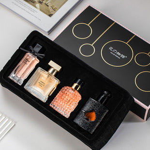 Flower Story Gift Box Women's Perfume Four-piece Set Perfume Wholesale Long-lasting Light Fragrance Recommended Black Coffee Perfume Women