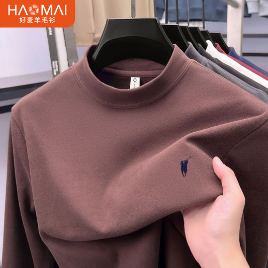 Cross-border foreign trade high-end pony embroidery men's long sleeve t Half Turtleneck Thermal Base Layer Shirt for Men Inner Wear