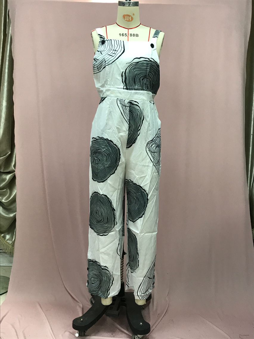 Independent Station European and American2025New Amazon Four-Color Polka Dot Wide-Leg Pants Long Pants Digital Print Backless Jumpsuit